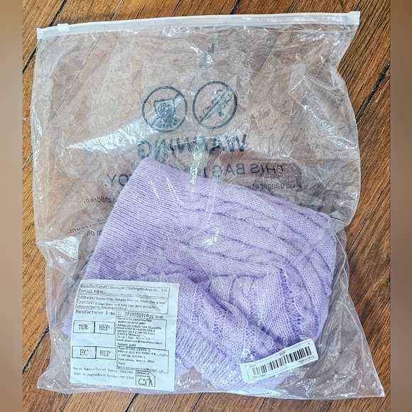 New!  One-Shoulder Cable Knit Sweater - Purple - Picture 4 of 8